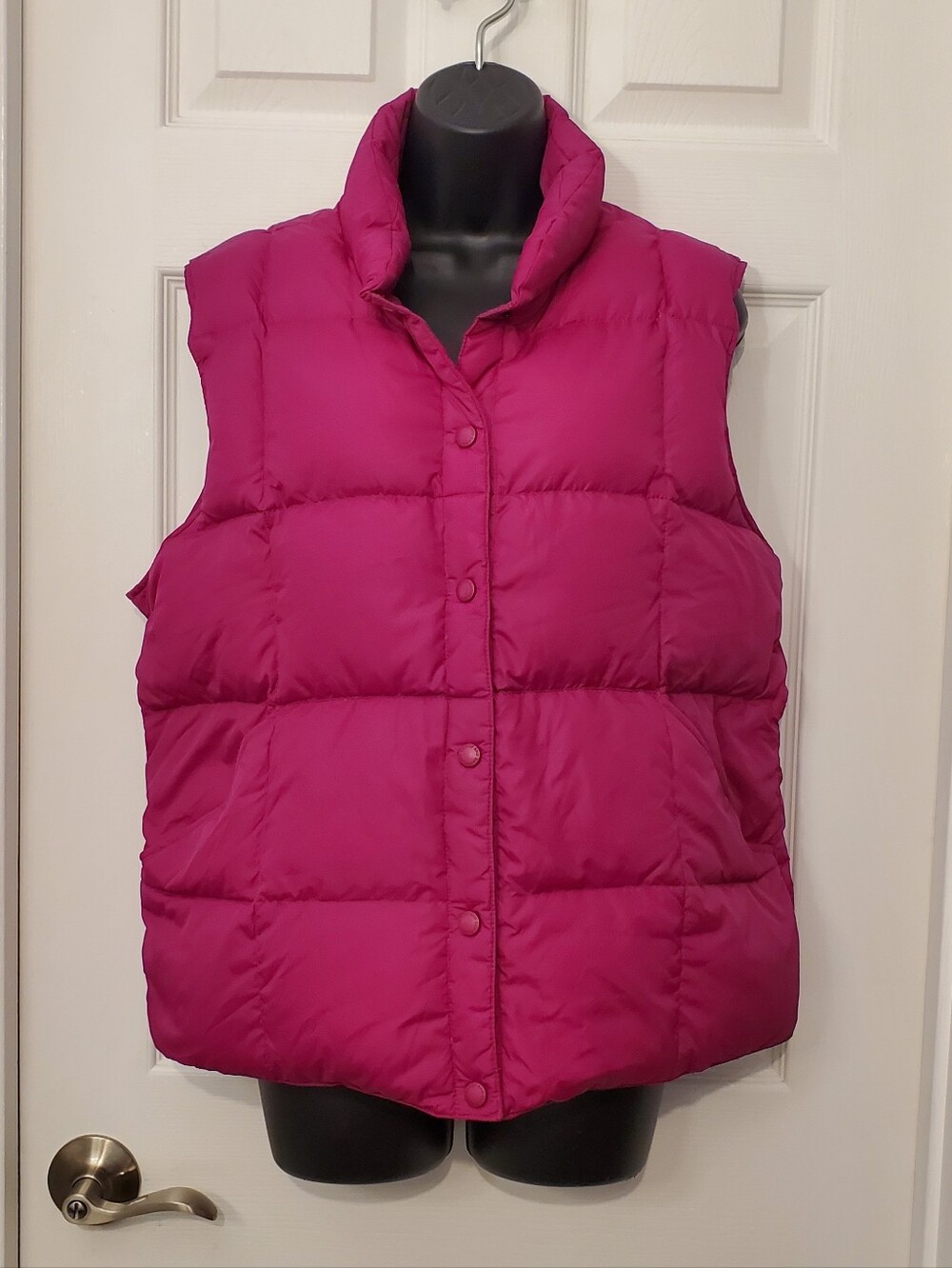 Women's Lands' End Fuchsia Quilted Puffer Vest - Large 14-16